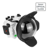 Kit de carcasa para cámara Sony A9 PRO V.3 Series UW con puerto de cúpula de vidrio óptico de 6" V.7 (sin puerto plano). Blanco