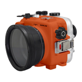 Salted Line 60M/195FT Wasserdichtes Gehäuse für die Sony A6xxx-Serie mit Aluminium-Pistolengriff und 55-210-mm-Objektivanschluss (Orange) / GEN 3