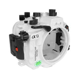 Sony A9 PRO V.3 40M/130FT Carcasa de cámara subacuática (solo cuerpo). Blanco