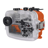 Custodia UW Salted Line per la serie Sony A6xxx con impugnatura a pistola e porta a cupola asciutta in vetro ottico da 6" (arancione) / GEN 3
