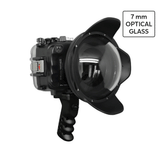 Salted Line UW-Gehäuse für die Sony A6xxx-Serie mit Aluminium-Pistolengriff und 6-Zoll-Trockenkuppelanschluss aus optischem Glas (Schwarz) / GEN 3