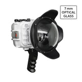 Carcasa Salted Line UW para la serie Sony A6xxx con empuñadura de pistola de aluminio y puerto de domo seco de vidrio óptico de 6" (blanco) / GEN 3