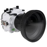 Sony A1 Salted Line series 40M/130FT Carcasa para cámara subacuática con puerto largo plano de vidrio óptico de 6" para Sony FE24-70 F2.8 GM (equipo de zoom). Blanco