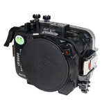 Custodia per fotocamera subacquea Sony A6600 40M/130FT con porta piatta lunga filettata da 67 mm. Ingranaggio di messa a fuoco per Sony FE90mm incluso