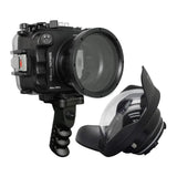 Salted Line UW-Gehäuse für die Sony A6xxx-Serie mit Aluminium-Pistolengriff und 6-Zoll-Trockenkuppelanschluss aus optischem Glas (Schwarz) / GEN 3