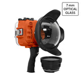 Custodia UW Salted Line per la serie Sony A6xxx con impugnatura a pistola e porta a cupola asciutta in vetro ottico da 6" (arancione) / GEN 3