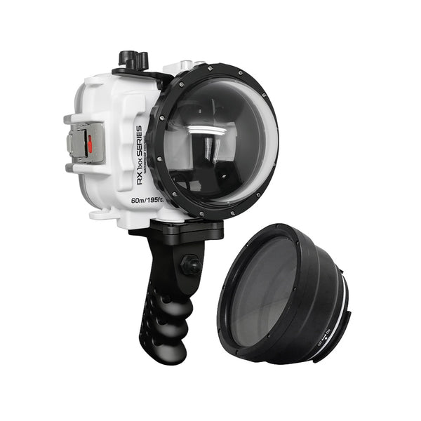 Salted Line Waterproof UW housing for Sony RX1xx series with Aluminium Pistol Grip & 4" Dry Dome Port
