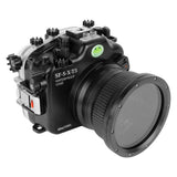 Custodia per fotocamera subacquea Fujifilm X-T5 40M/130FT con porta piatta in vetro da 4". XF 18-55mm