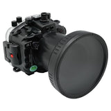 Sony A1 40M/130FT Carcasa para cámara subacuática con puerto largo plano de vidrio de 6" para Sony FE24-70mm F2.8 GM (sin puerto estándar) equipo de zoom incluido. Negro