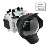 Kit custodia per fotocamera UW Sony A9 II FE12-24mm f4 con porta cupola in vetro ottico da 6" V.10 (senza porta standard) Anelli zoom per Sony FE12-24 F4 e FE16-35 F4.Bianco