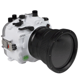 Custodia per fotocamera subacquea Sony A7S III 40M / 130FT (inclusa porta piatta lunga) Ingranaggio di messa a fuoco per FE 90mm / Sigma 35mm incluso. Bianco