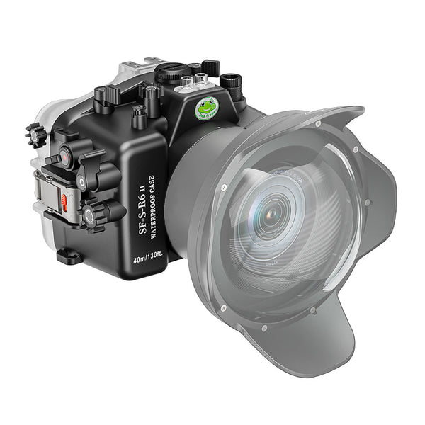 Custodia per fotocamera subacquea Sea Frogs da 40 m/130 piedi per Canon EOS R6 Mark II. Solo corpo.