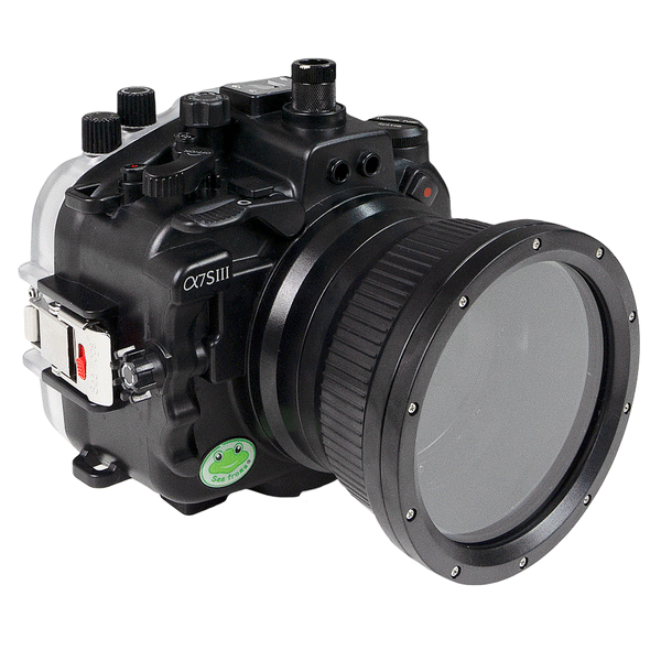 Kit de carcasa de cámara Sony A7S III FE 12-24mm f4g UW con puerto Dome de 6" V.10 (Incluye puerto estándar) Anillos de zoom para FE 12-24mm F4 y FE 16-35mm F4 incluidos. Negro