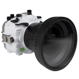 Sony A7S III Salted Line series 40M/130FT Underwater camera housing with 6" Optical Glass Flat Long Port for Sony FE24-105 F4 (zoom gear). White