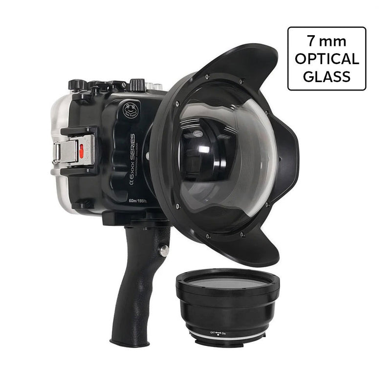 Invólucro Salted Line UW para a série Sony A6xxx com cabo de pistola e porta de cúpula seca de vidro óptico de 6" (preto) / GEN 3