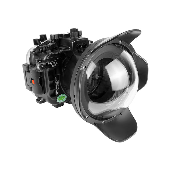 Kit de carcasa de cámara Sony A7 III / A7R III V.3 Series FE12-24mm f4g UW con puerto Dome de 6" V.10 (sin puerto plano) Anillos de zoom para FE12-24 F4 y FE16-35 F4 incluidos. Negro