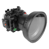 Boîtier de caméra sous-marine Sony A7R IV PRO 40M/130FT avec port long plat en verre optique de 6" pour SONY FE24-70 F2.8 GM (sans port standard). Noir