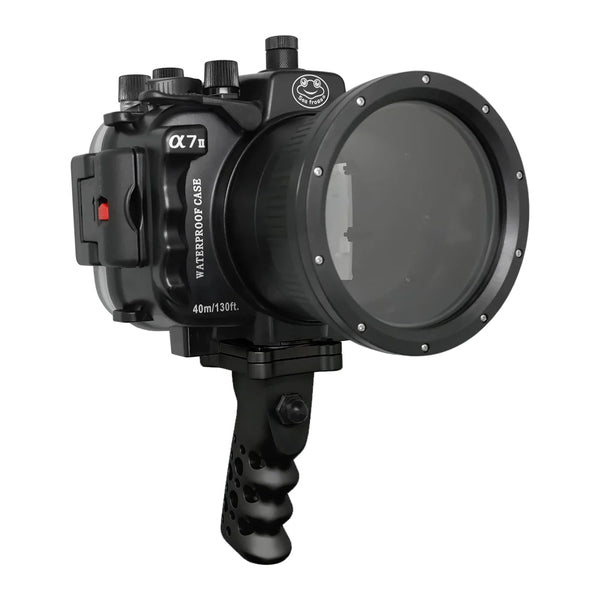 Boîtier de caméra sous-marine Sony A7 II NG V.2 série 40M/130FT avec poignée pistolet en aluminium (port standard) noir