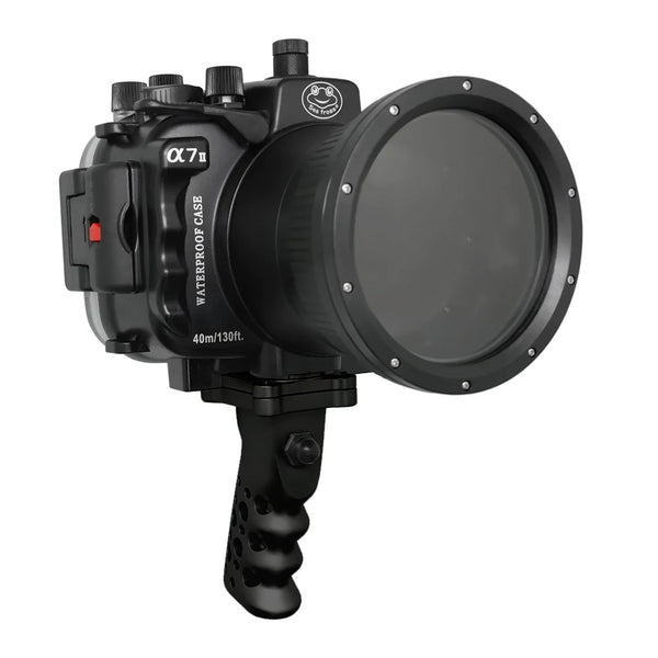 Caixa de câmera subaquática Sony A7 II NG V.2 Series 40M/130FT com cabo de pistola de alumínio (porta longa) Preto