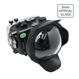 Custodia UW per Sony A6600 SeaFrogs 40M/130FT con porta cupola a secco in vetro ottico da 6" V.7 per Sigma 18-50mm F2.8 DC DN (attrezzatura zoom inclusa)