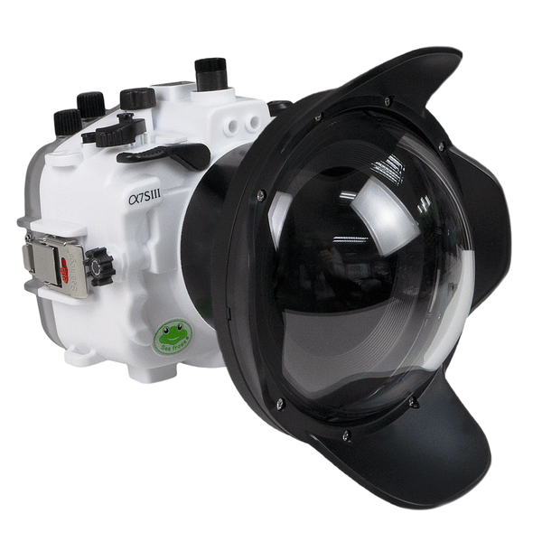 Kit de carcasa de cámara Sony A7S III FE 12-24mm f4g UW con puerto Dome de 6" V.10 (sin puerto plano) Anillos de zoom para FE 12-24mm F4 y FE 16-35mm F4 incluidos. Blanco