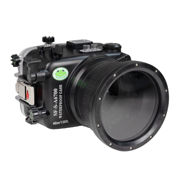 Sea Frogs Sony A6700 40M/130FT Boîtier de caméra étanche avec port plat en verre de 4" pour Sigma 18-50mm F2.8 DC DN (équipement de zoom inclus)