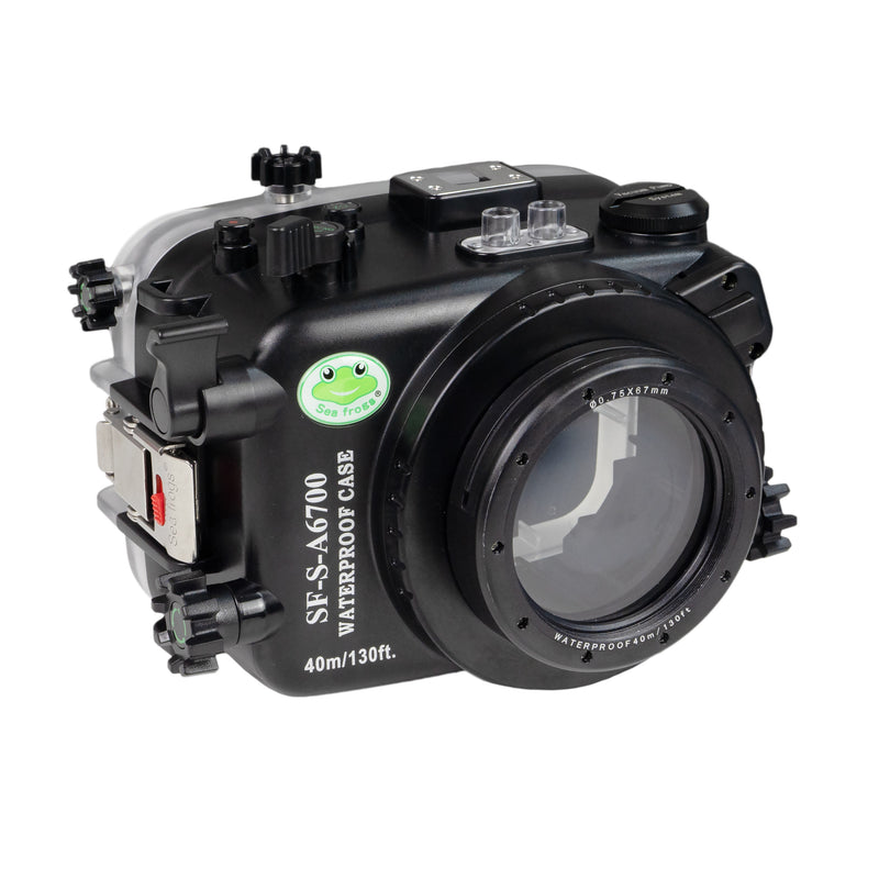 Sea Frogs Sony A6700 40M/130FT Waterproof housing with 67mm thread port for E PZ 16-50mm lens (Zoom gear included).