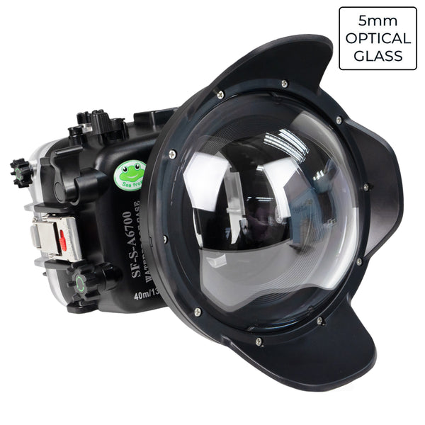 Sony A6700 Sea Frogs 40M/130FT Waterproof housing with Glass 6" Dome Port V.7 for Sigma 18-50mm F2.8 DC DN (zoom gear included)