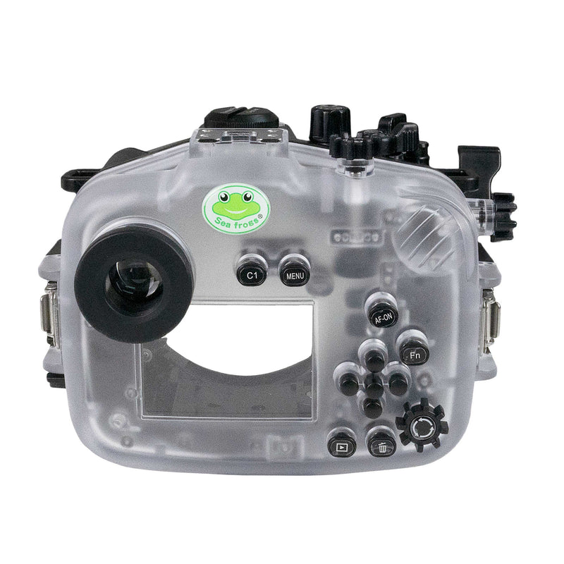 Sea Frogs Sony A7C II/A7CR 40M/130FT Underwater camera housing with 67mm threaded Flat Long port. Focus gear for Sony FE90mm included