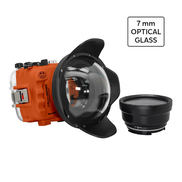 Salted Line UW housing for Sony A6xxx series with 6" Optical Glass Dry dome port (Orange) / GEN 3