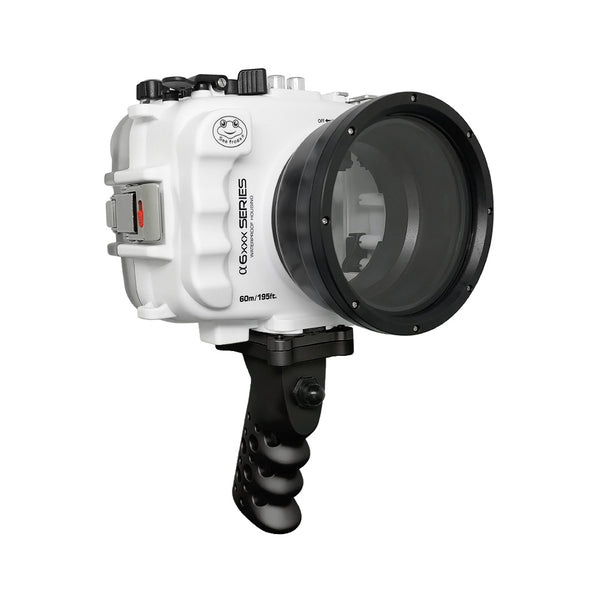 Salted Line waterproof UW housing for Sony A6xxx series with Aluminium Pistol Grip (White) / GEN 3