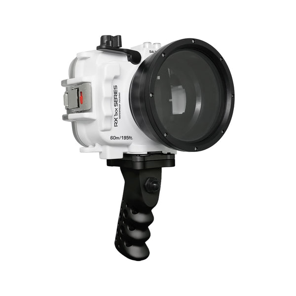 Wasserdichtes UW-Gehäuse von Salted Line für die Sony RX1xx-Kameraserie mit Aluminium-Pistolengriff