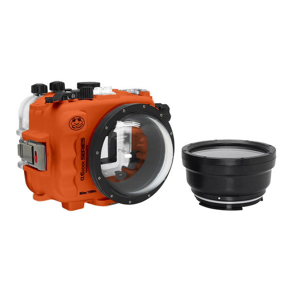 Salted Line 60M/195FT Waterproof housing for Sony A6xxx series Salted Line with 4" Dry Dome Port (Orange) / GEN 3