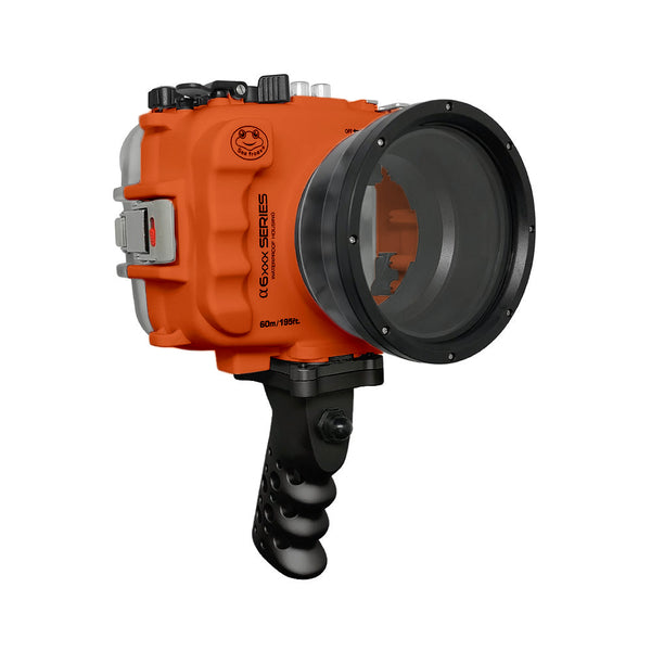 Salted Line waterproof UW housing for Sony A6xxx series with Aluminium Pistol Grip (Orange) / GEN 3