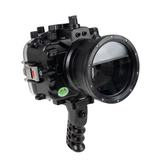 Boîtier de caméra sous-marine Sony A7 IV 40M/130FT (port plat long inclus) Engrenage de mise au point pour FE 90mm / Sigma 35mm inclus.Noir