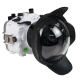 Kit alloggiamento fotocamera Sony A7 IV FE 12-24mm f4g UW con attacco Dome 6" V.10 (senza attacco piatto) Anelli zoom per FE 12-24mm F4 e FE 16-35mm F4 inclusi. Bianco