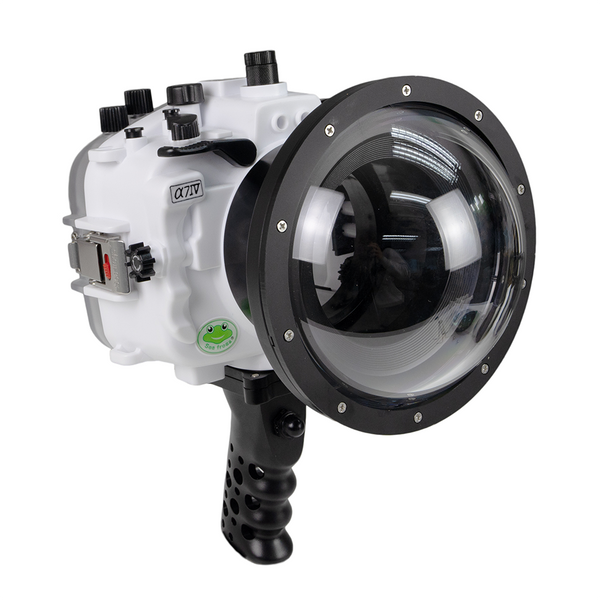 Custodia per fotocamera subacquea Sony A7 IV 40M/130FT (inclusa porta piatta lunga) Ingranaggio di messa a fuoco per FE 90mm / Sigma 35mm incluso.Nero