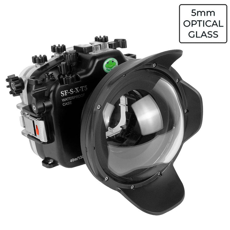 Fujifilm X-T5 40M/130FT Underwater camera housing with 6" Glass Dome Port. XF 18-55mm