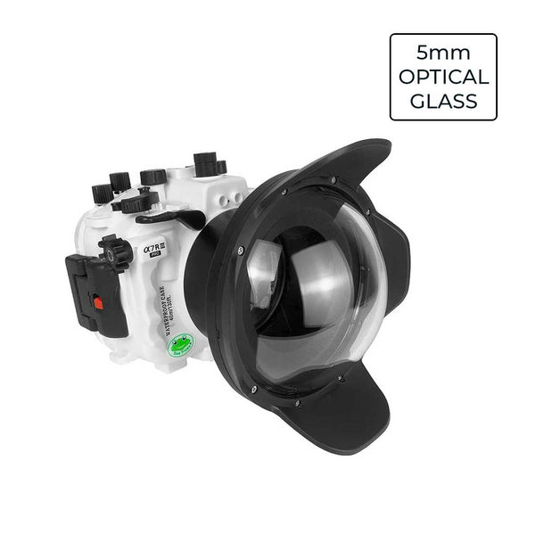 Sony A7 III / A7R III PRO V.3 Série FE12-24mm f4g UW kit de caixa de câmera com porta Dome de vidro óptico de 6" V.10 (sem porta plana) Anéis de zoom para FE12-24 F4 e FE16-35 F4 incluídos. Branco