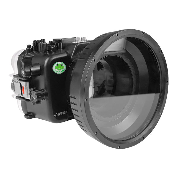 Custodia per fotocamera subacquea Sony FX30 40M/130FT con attacco corto piatto in vetro da 6" per Sony FE 50mm f/1.2 GM