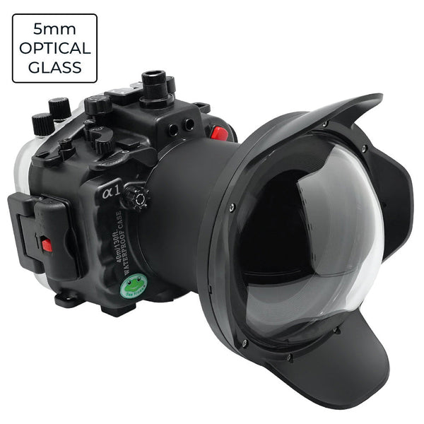 Sony A1 FE16-35mm F2.8 GM (ingranaggio zoom incluso) Kit alloggiamento fotocamera UW con porta Glass Dome V.2 da 6" (senza porta standard).Nero