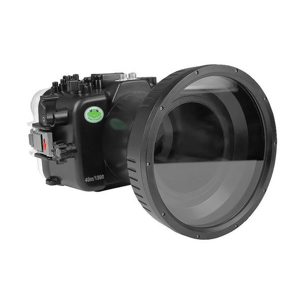 Carcasa de cámara submarina Sony FX30 40M/130FT con puerto largo plano de vidrio de 6" para Sony FE 24-105mm F4 G OSS