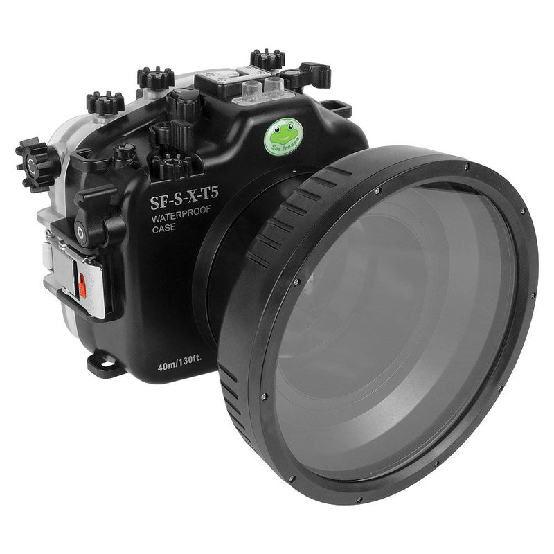 Fujifilm X-T5 40M/130FT Underwater camera housing with glass 6" Flat Port. XF 16-55mm