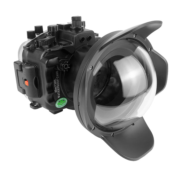 Kit de carcasa para cámara Sony A9 II PRO FE 12-24 mm f4g UW con puerto domo de 6" (incluido el puerto estándar) Anillos de zoom para FE 12-24 mm F4 y FE 16-35 mm F4 incluidos. Negro