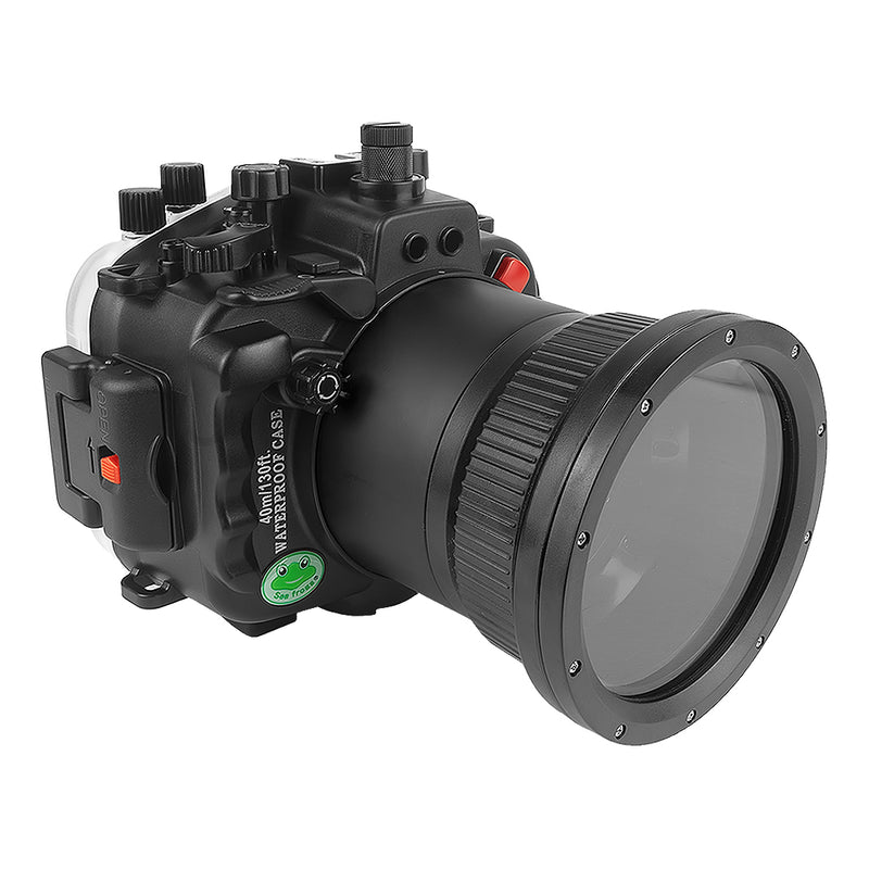 Kit de carcasa de cámara Sony A9 II PRO FE12-24mm f4g UW con puerto domo de 6" V.10 (incluye puerto Flat Long) Anillos de zoom para FE12-24 F4 y FE16-35 F4. Negro