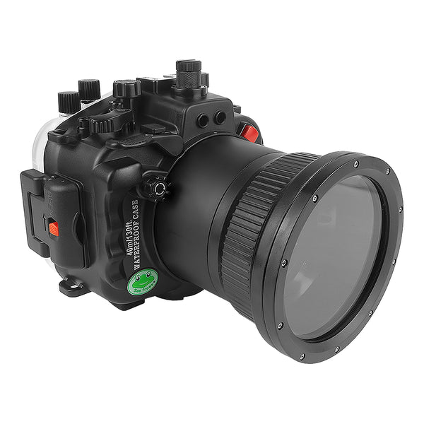 Caixa de câmera subaquática Sony A9 II PRO 40M/130FT (incluindo porta plana longa) Engrenagem de foco para FE 90mm / Sigma 35mm incluída