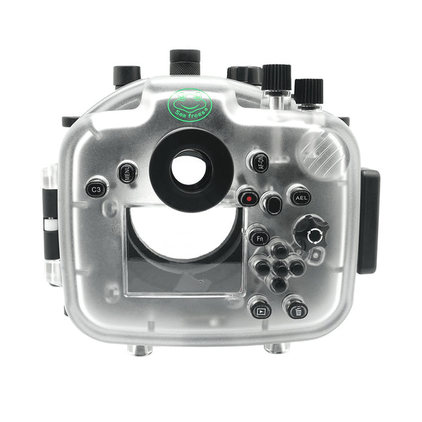 Sony A7 III / A7R III PRO V.3 Series 40M/130FT Boîtier de caméra sous-marine avec poignée pistolet en aluminium (port standard) Bague de zoom pour FE16-35 F4 incluse (Blanc)