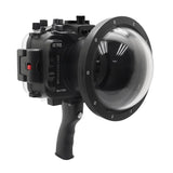 Sony A7 III / A7R III PRO V.3 Series UW camera housing with 6" Dome port V.10 & pistol grip (Including Standard port) Zoom rings for FE12-24 F4 and FE16-35 F4 included. Black - Surf