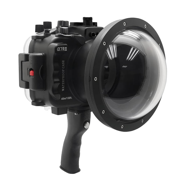 Alloggiamento per telecamera Sony A7 III / A7R III serie V.3 UW con porta Dome da 6" V.10 e impugnatura a pistola (inclusa porta standard) Anelli zoom per FE12-24 F4 e FE16-35 F4 inclusi. Nero - Surf