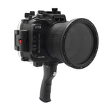 Carcasa de cámara Sony A7 III / A7R III Serie V.3 UW con puerto Dome de 6" V.10 y empuñadura de pistola (incluido el puerto estándar) Anillos de zoom para FE12-24 F4 y FE16-35 F4 incluidos. Negro - Surf